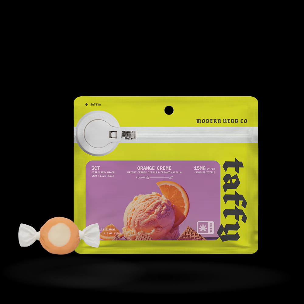 Live Resin D9 Taffy: Orange Creme (Sativa), 5ct